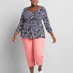 NWT Lane Bryant Floral Printed Crossover Top 22/24